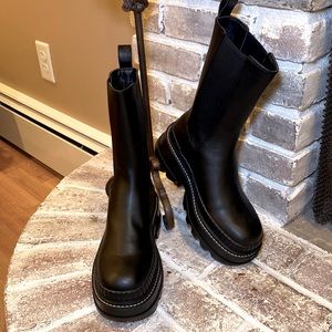 Charles & Keith Black Leather Boots.  Size 39